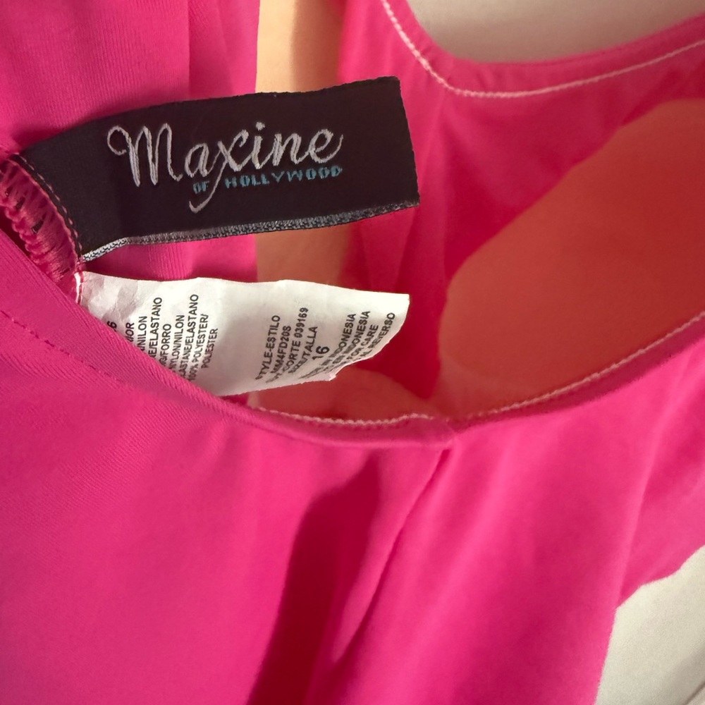 Maxine Of Hollywood Bright Pink Ruched Swimsuit - Picture 12 of 12